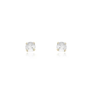 Brinco Pedra de Zircônia Circular (4mmX4mm) (Banho Ouro 18k)