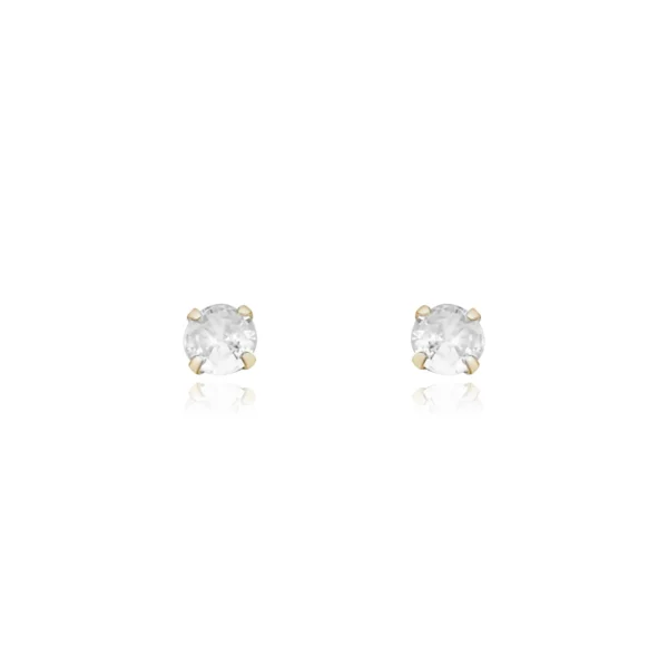 Brinco Pedra de Zircônia Circular (4mmX4mm) (Banho Ouro 18k)