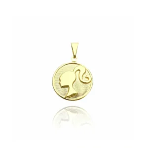 Pingente Barbie Redonda P (1,7cmX1,3cm) (1,2g) (Banho Ouro 18k)