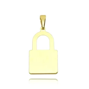 Pingente Cadeado Liso (2,2cmX1,4cm) (1,3g) (Banho Ouro 18k)