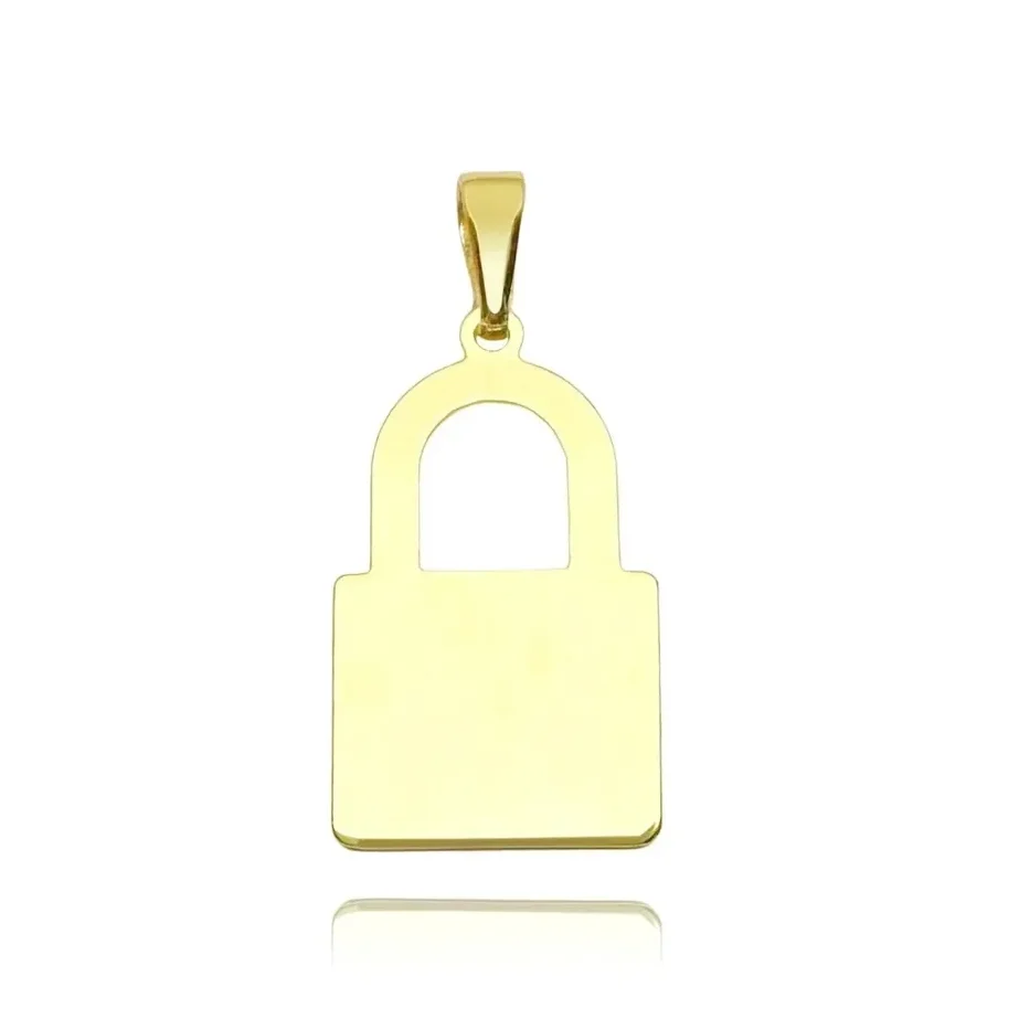 Pingente Cadeado Liso (2,2cmX1,4cm) (1,3g) (Banho Ouro 18k)