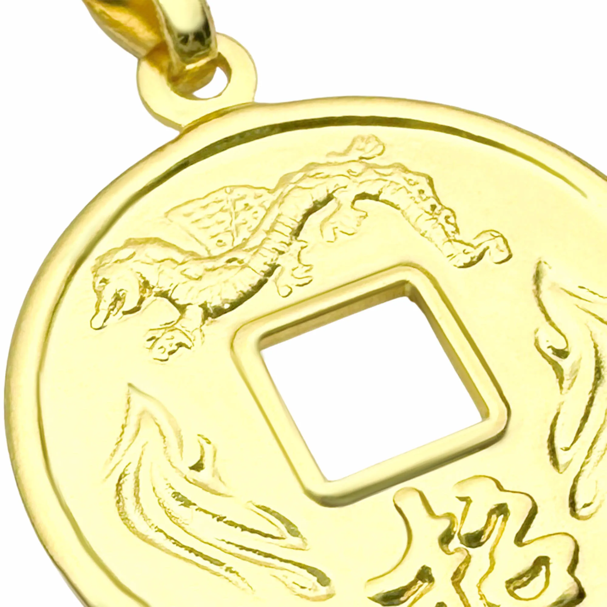Pingente Moeda Da Sorte Japonesa (2cmX1,8cm) (1,6g) (Banho Ouro 18k)