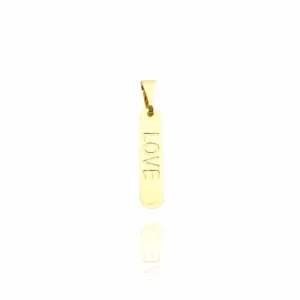 Pingente Placa "Love" (2,2cmX0,6cm) (1,2g) (Banho Ouro 18k)
