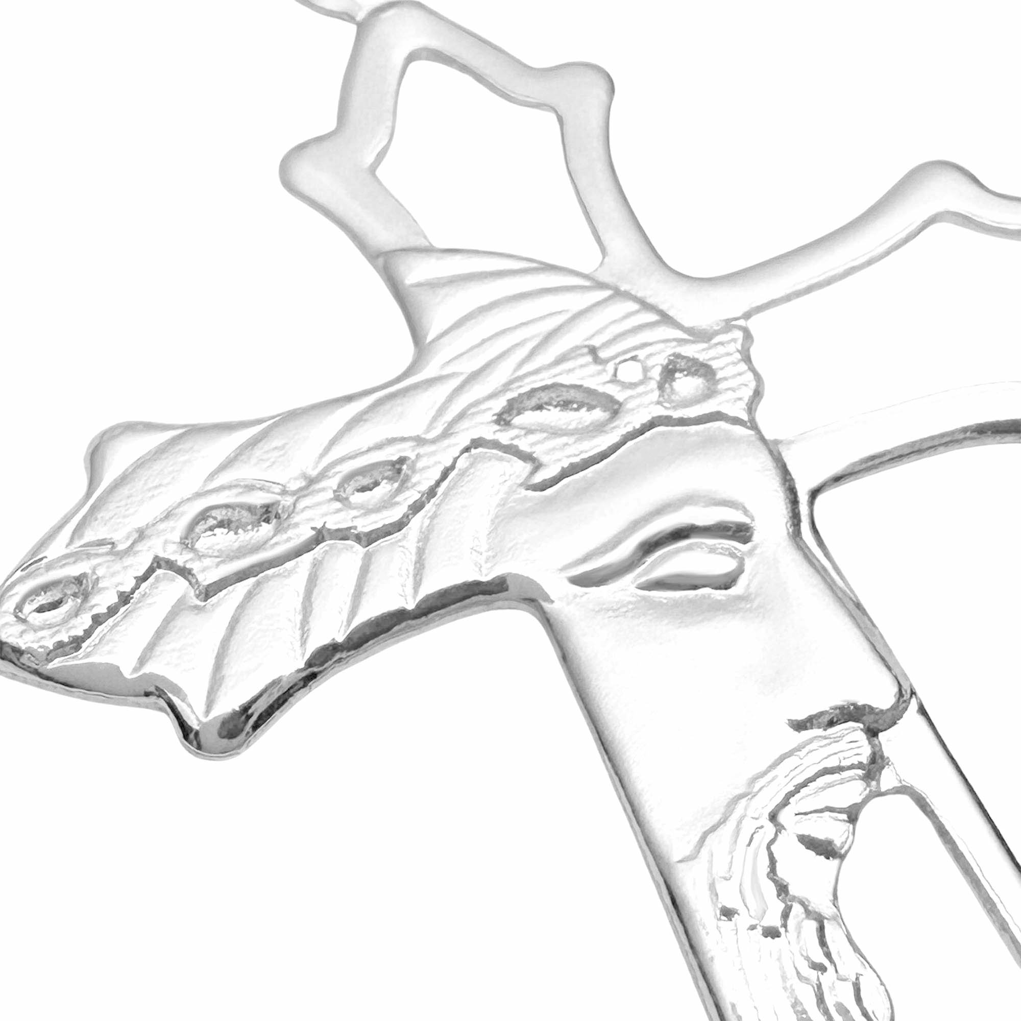 Pingente Crucifixo Face de Cristo Vazado (2,4g) (4,3cmX2,7cm) (PRATA 925 MACIÇO) - Image 2