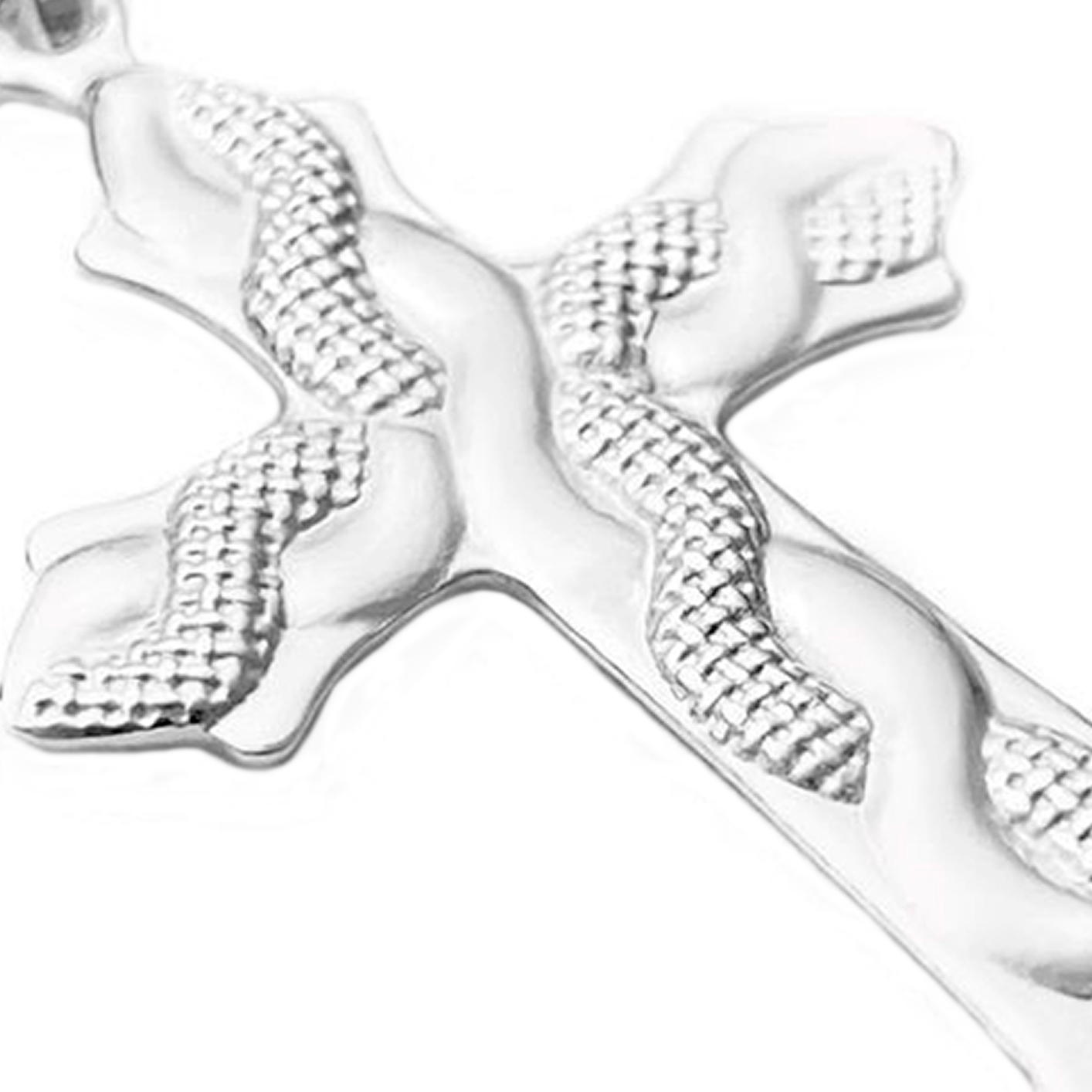 Pingente Crucifixo Serpenteado (2,3g) (3,5cmX2,2cm) (PRATA 925 MACIÇA) - Image 2