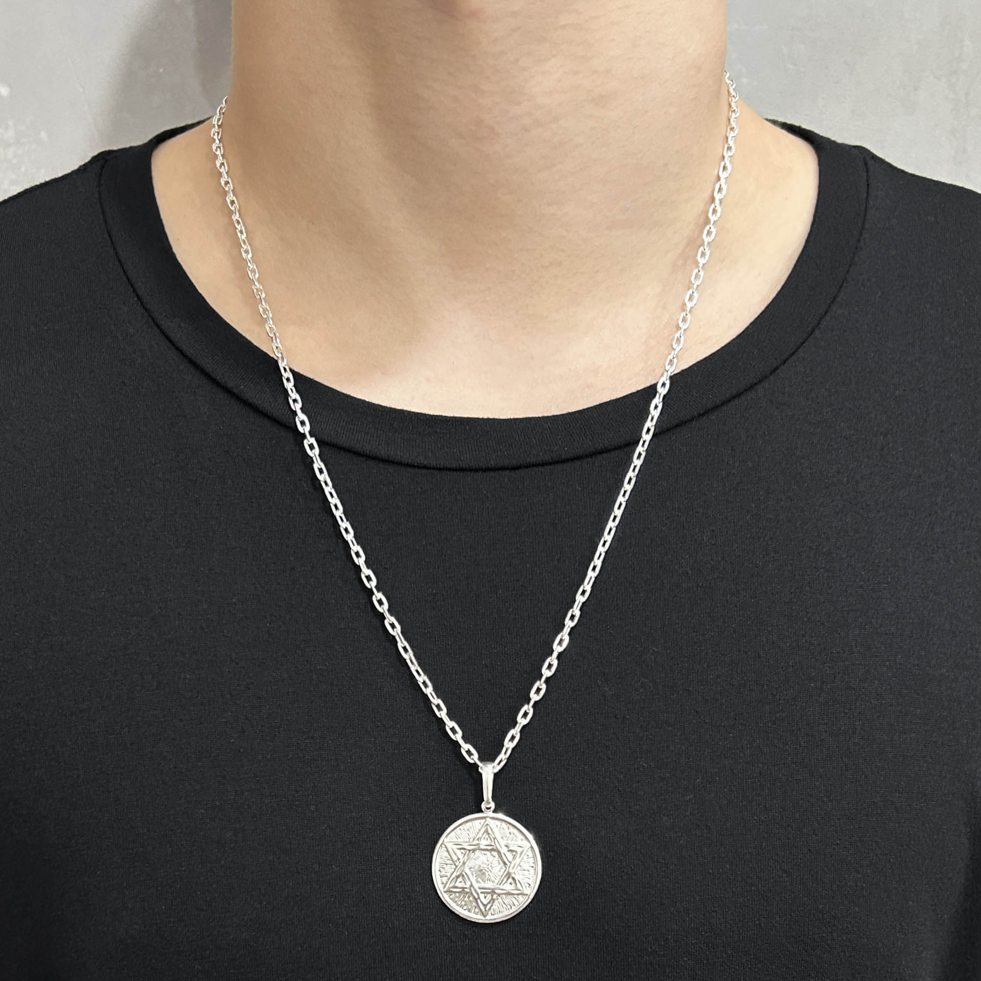 Pingente Estrela de Davi Texturizada (3cmX2,7cm) (PRATA 925 MACIÇA) - Image 2