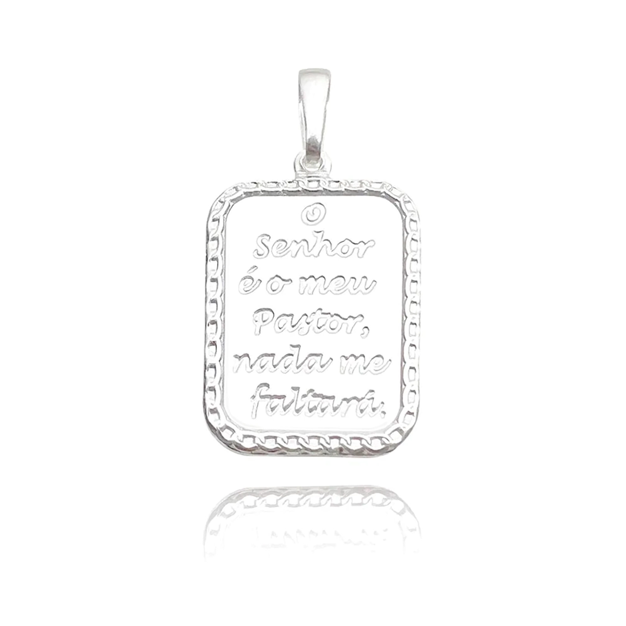 Pingente Placa "O senhor é o meu pastor" (2,7cmX1,9cm) (PRATA 925 MACIÇA)