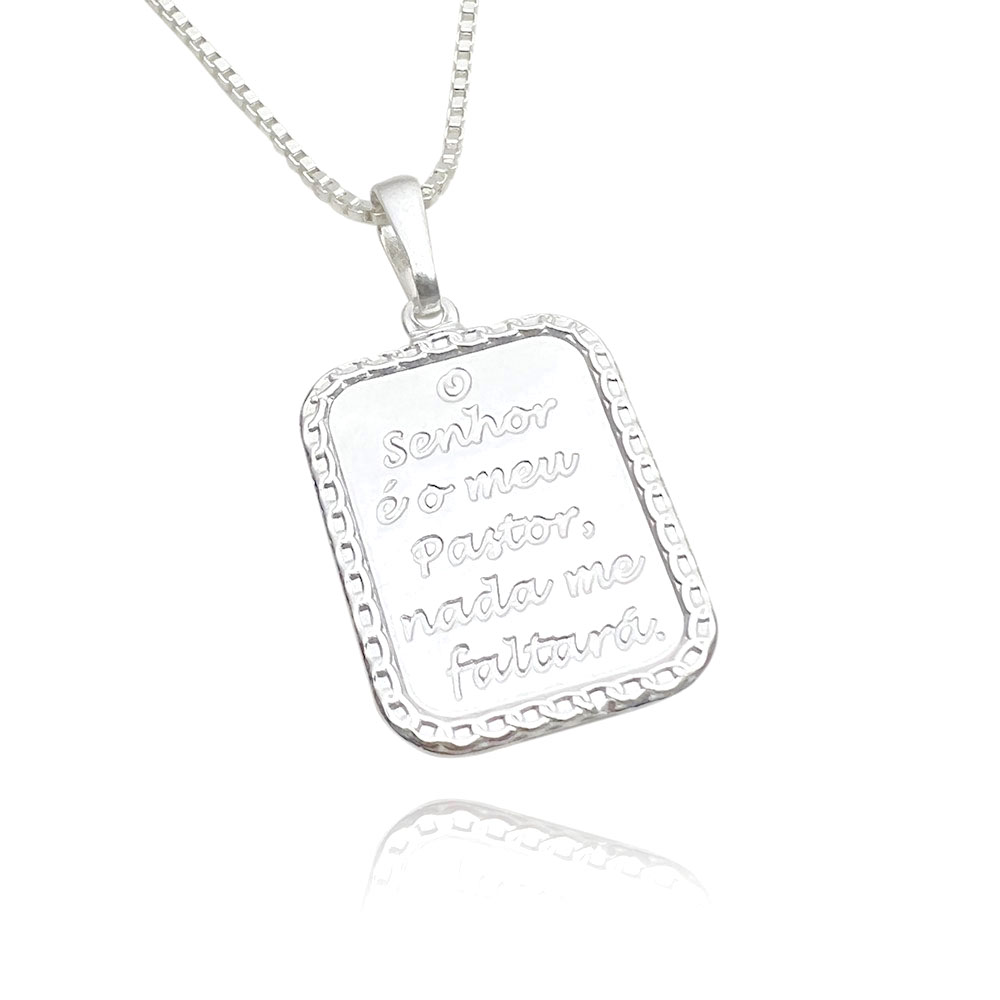 Pingente Placa "O senhor é o meu pastor" (2,7cmX1,9cm) (PRATA 925 MACIÇA) - Image 2