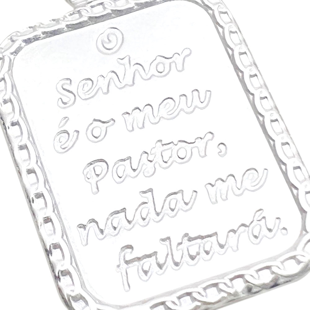 Pingente Placa "O senhor é o meu pastor" (2,7cmX1,9cm) (PRATA 925 MACIÇA) - Image 3