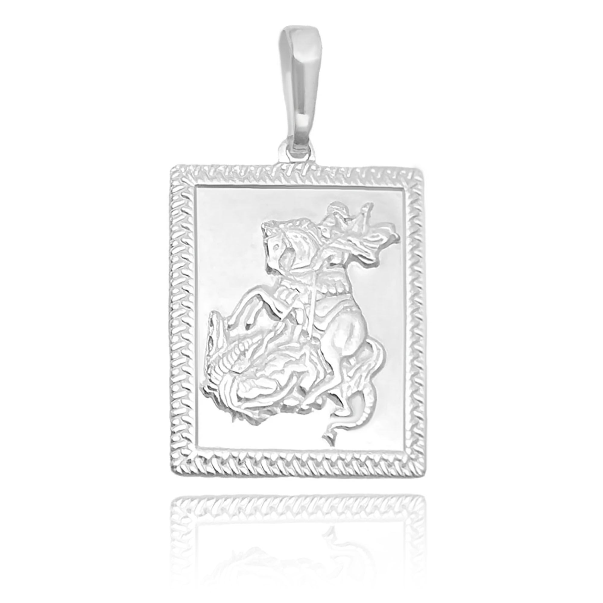Pingente Placa São Jorge G (3cmX2,4cm) (4,3g) (PRATA 925 MACIÇA)