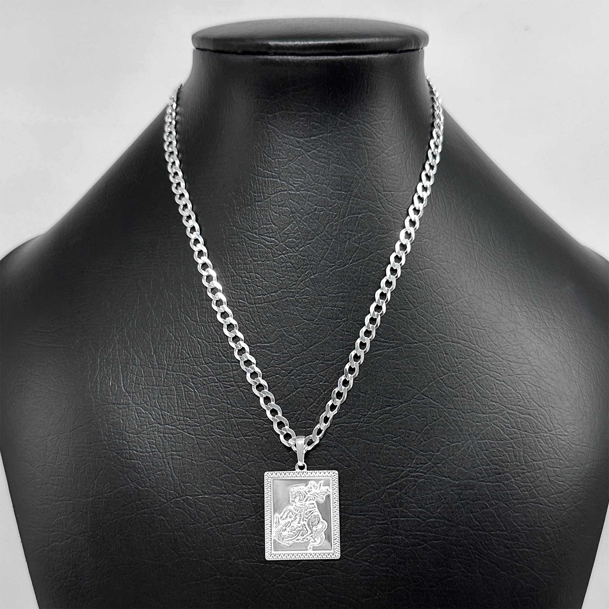 Pingente Placa São Jorge G (3cmX2,4cm) (4,3g) (PRATA 925 MACIÇA) - Image 3